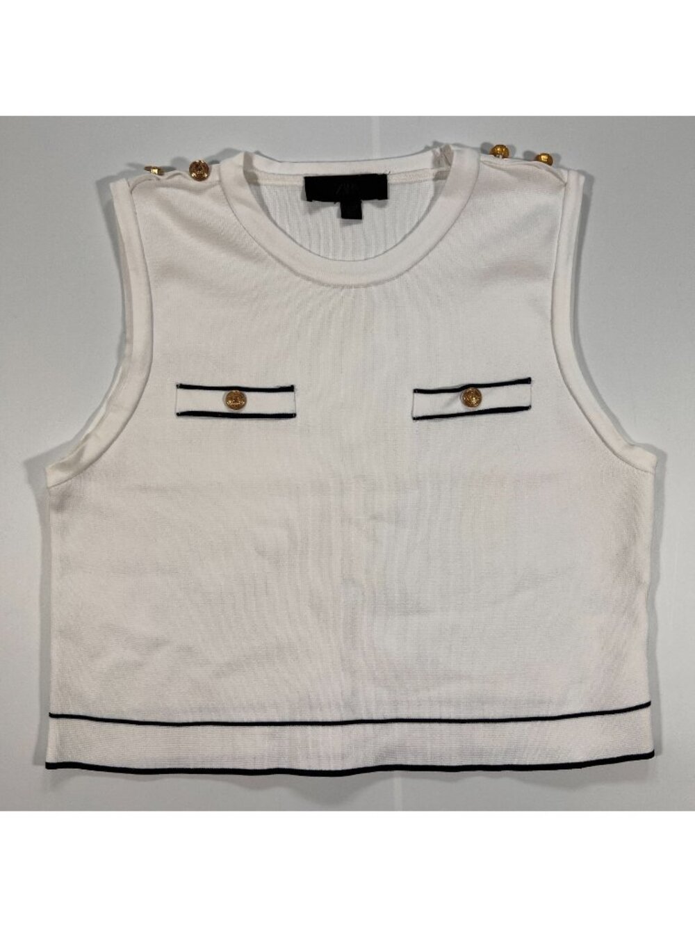 Zara Tank Top Women's M White Cotton Knit Cropped Blouse Party Cocktail Preppy